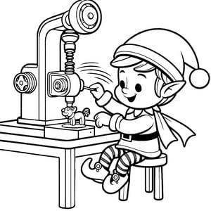 Christmas Elf Making a Toy
