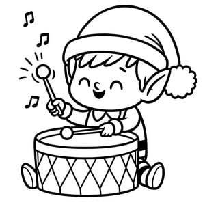 Christmas Elf Playing a Drum