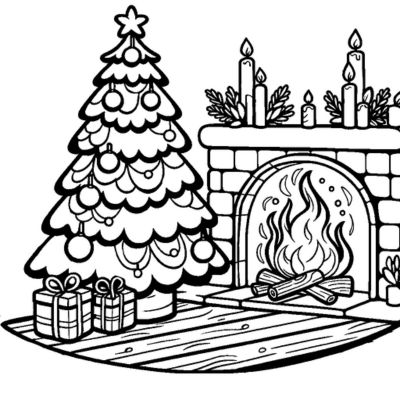 Christmas Tree and Fireplace