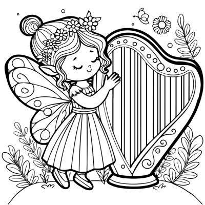 Fairy playing the harp