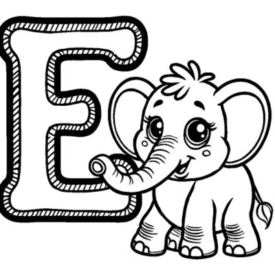 Letter E and the elephant