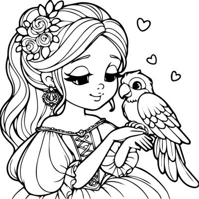 Princess and her parrot