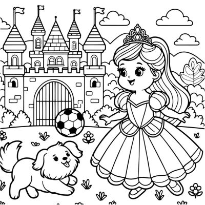 Princess playing soccer with her dog