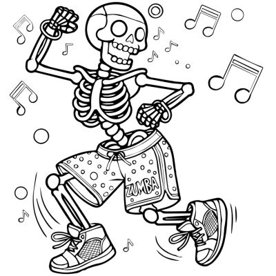 Skeleton doing zumba