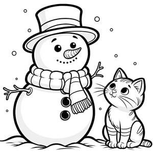 Snowman and a Cat
