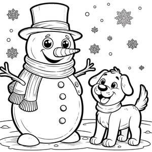 Snowman and a Dog
