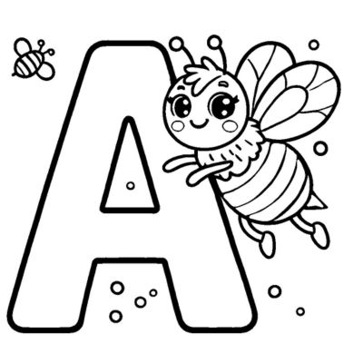 The letter A and a bee