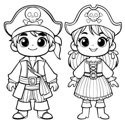 The little girl and the little boy pirates