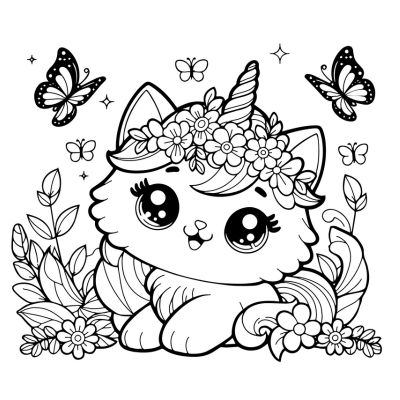 Unicorn cat in the flowers