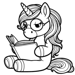 Unicorn reading a book