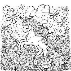 Unicorn Running Through Flowers